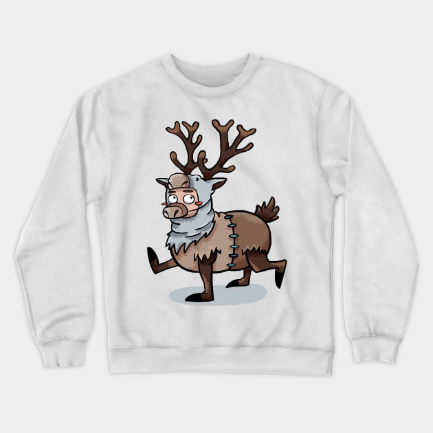 Furry Friends in a Cute Fluffy Reindeer Onesie Crewneck Sweatshirt by maak and illy